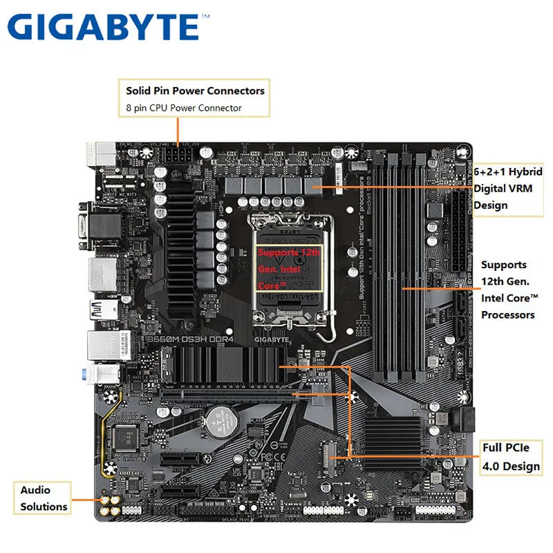 Gigabyte B660M DS3H DDR4 Wifi Motherboard Intel B660 LGA 1700 12th