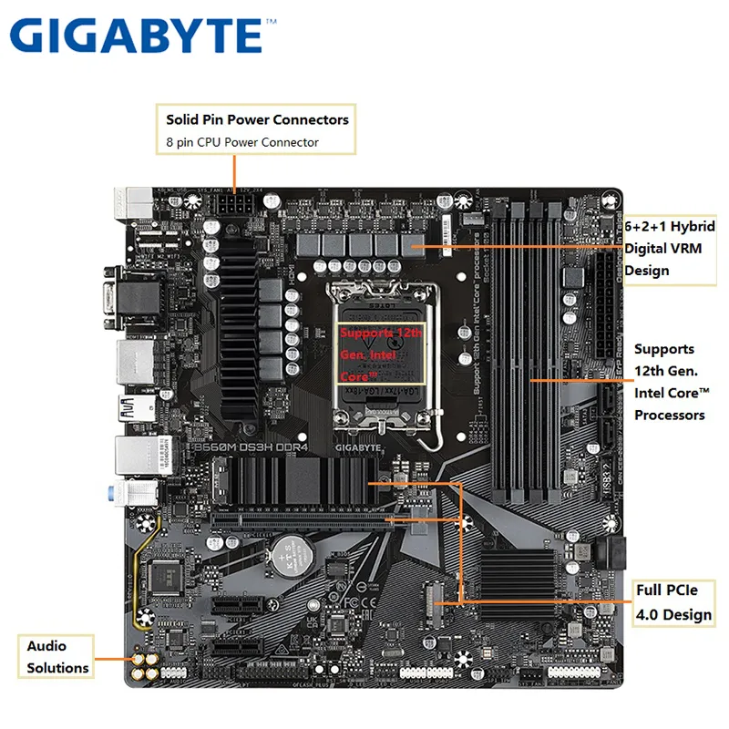Gigabyte B660M DS3H DDR4 WiFi Motherboard LGA 1700 Mobo