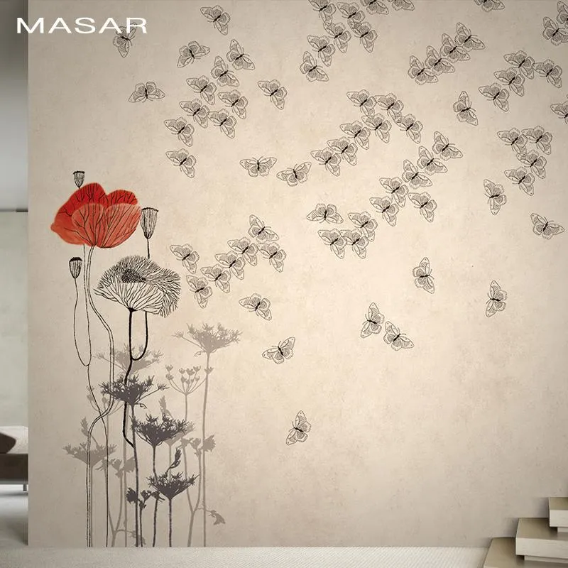 Wallpapers masar verse bloem vlinder aangepaste muurschilderingen warm en elegante kinderen wallpaper slaapkamer bedram achter achtergrond muurpapier