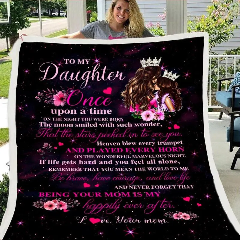 Blankets Flannel Throw Blanket To My Daughter Or Son Letter Printed Quilts Dad Mom For Daughter's Air Mail Encourage And Love