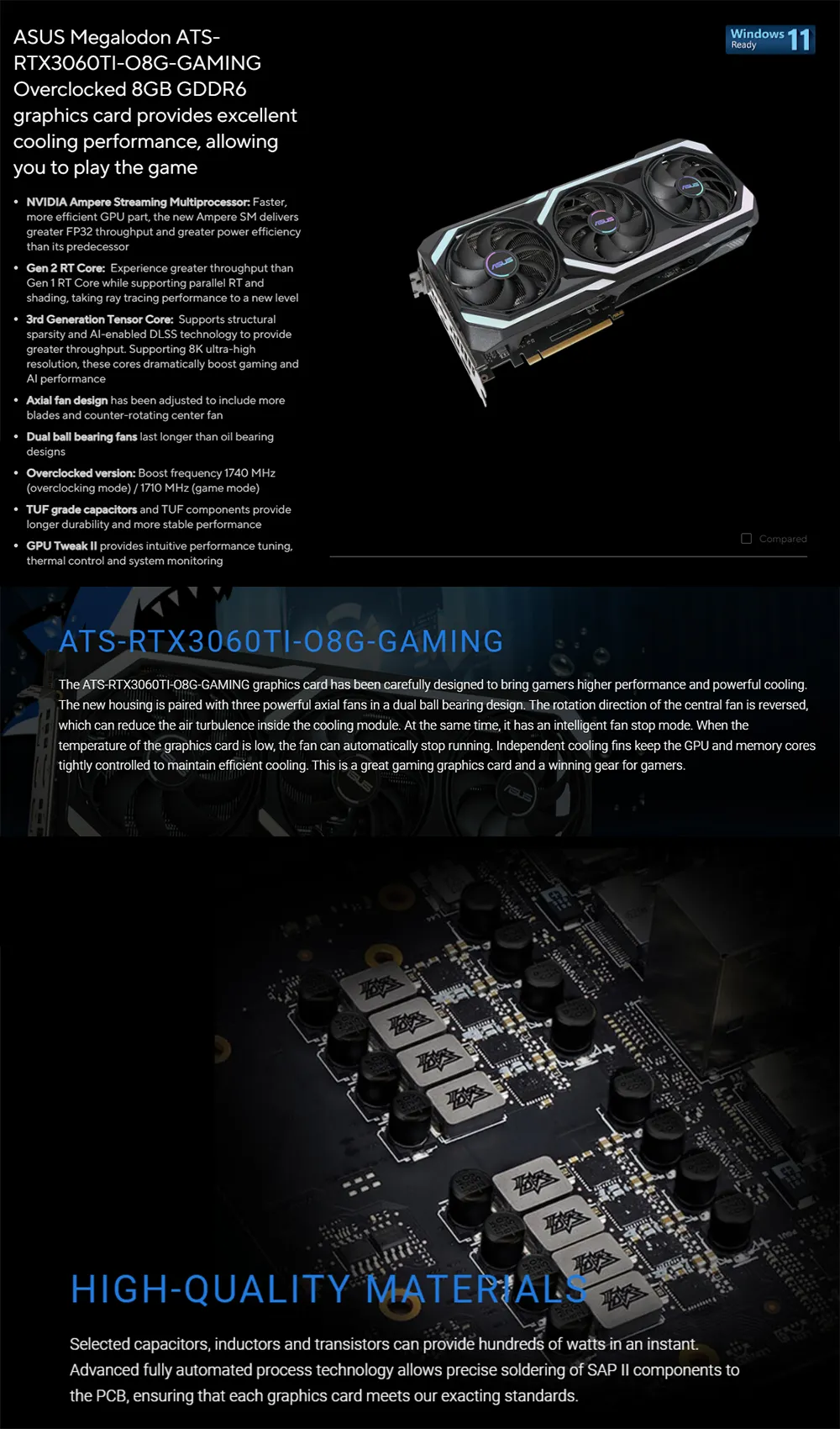 ASUS DUAL RTX3060TI 8G MINI V2 ATS RTX3060 TI O8G GAMING TUF RTX 3060 ...