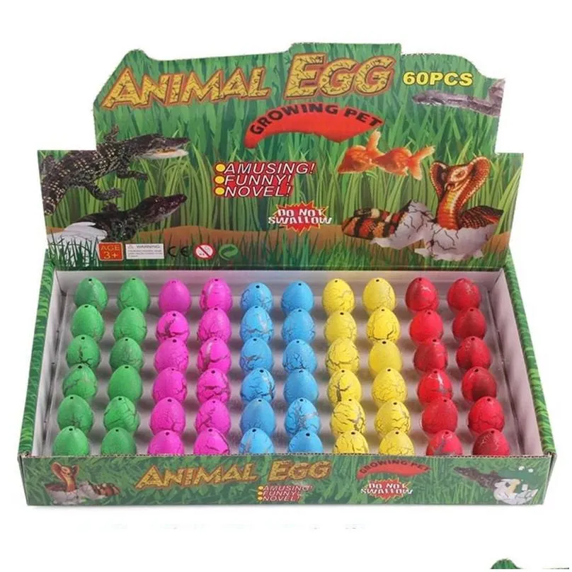 Nieuwheid Games Game Toy 60 Pack Dinosaur Eggs Toys Latching Dino Egg Grow in Water Crack with Assorted Color Pool Fun Drop levering GI DHQ7I