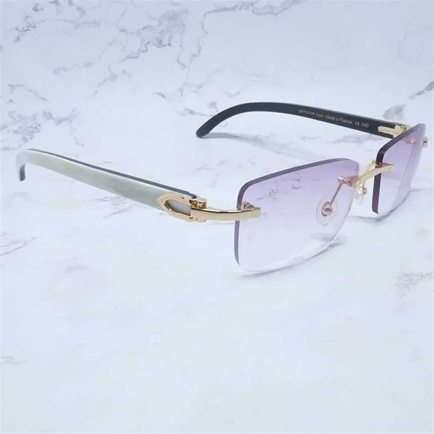 A115 RIMLESS SESデザイナーカータースクエアホワイトブラックバフグラス