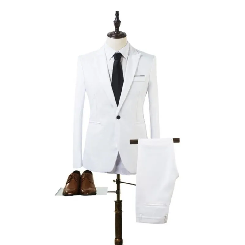 남자 양복 블레이저스 #W2PCS 세트 공식 정장 남성 사업 웨딩 파티 사무실 직장 신사 의류 패션 싱글 버튼