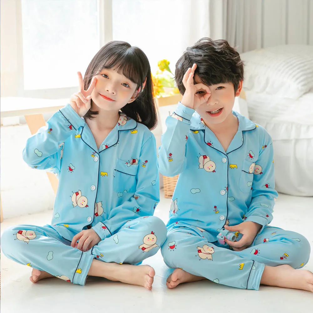 Pajamas Children Cartoon Short Sleeve Shorts Nightwear Baby Girls Fashion Cute Print Pijamas Set Boys Long Sleeve Pajamas 2Pcs 230310