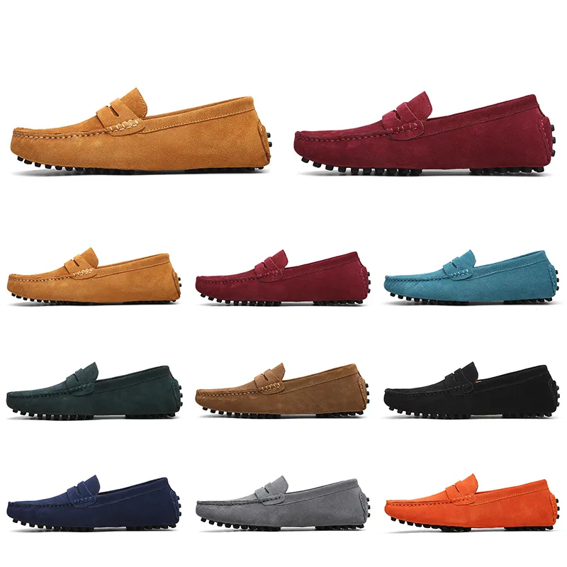 Femmes Casual Hommes Chaussures Cuir Semelle souple Noir Blanc Rouge Orange Bleu Marron Confortable Baskets d'extérieur 006