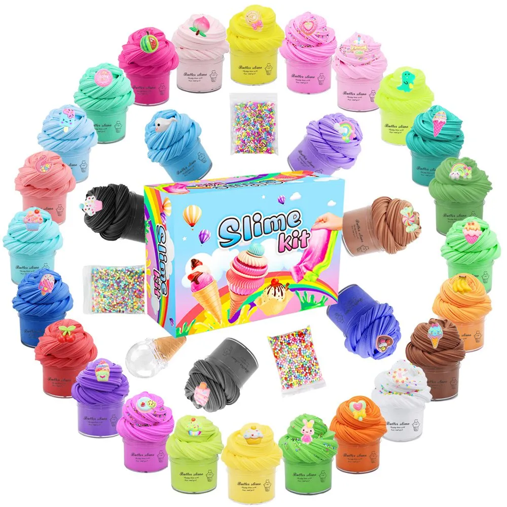 30 mlx30pcs/set Diy Butter Slimes Kit Toys Polymer Clay Antistress Soft Rettery Nec-Sticky Cloud Slime Making Set speelgoed voor kinderen Gift 1882