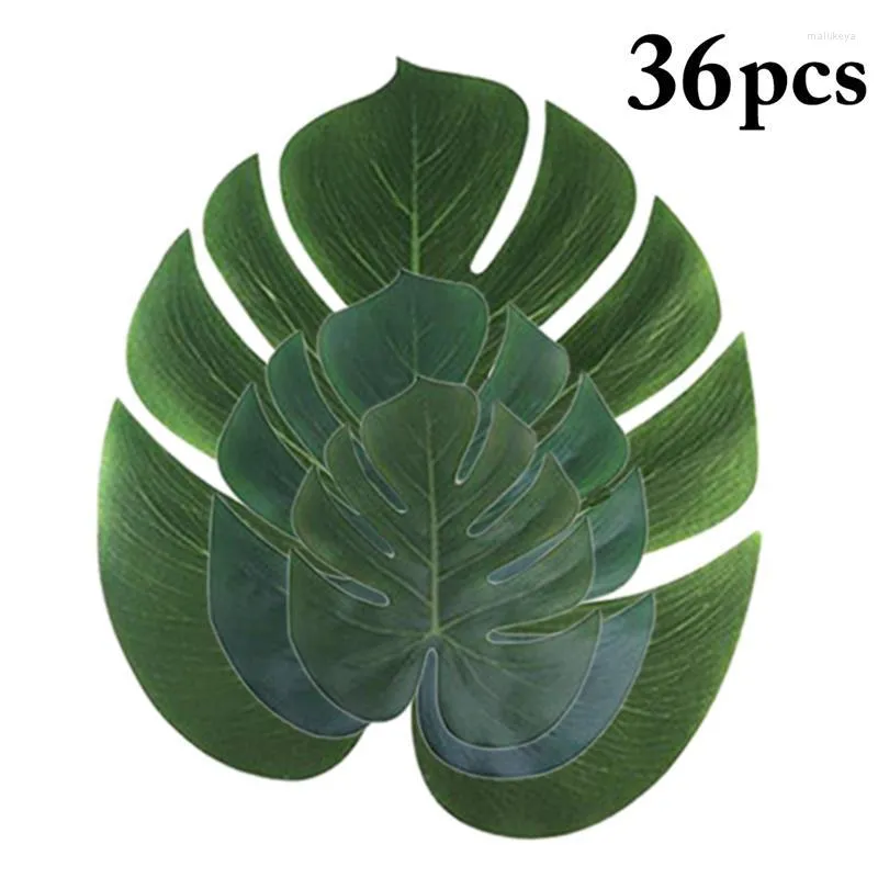 Decorative Flowers 36pcs Artificial Leaves Lifelike Multiuse Accessories Table Runner Mat Party Supplies For Hawaiian Wedding