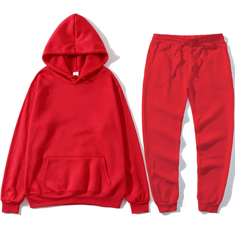 Men s Tracksuits winter hoodies suits men fashion Fleece red hoodie black Brand pants Casual Jogger suit tracksuit sweatshirt woman pullover 230309