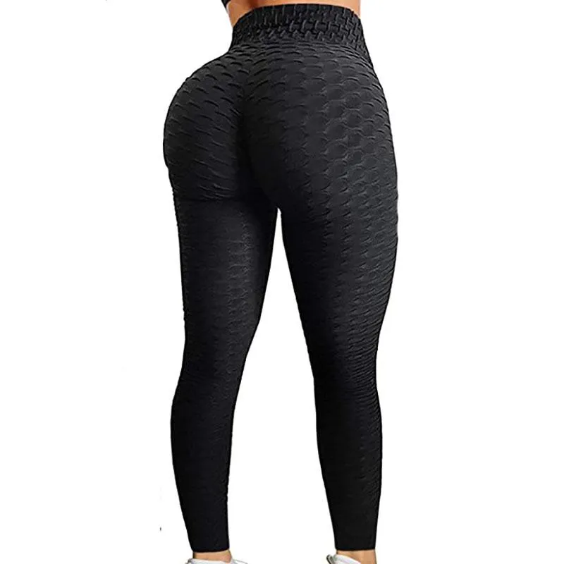 Yoga outfit byxor stickade tights kvinnor gym fitness leggings hög midja springande tröjor