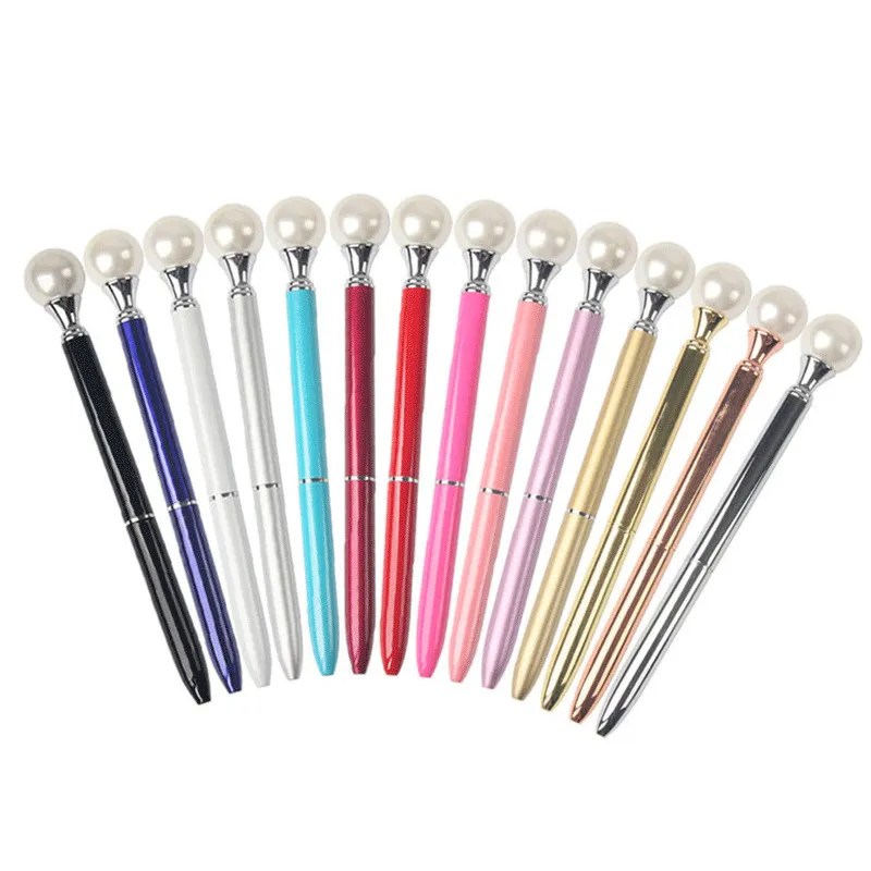 Mode Pearl Ballpoint Pen Multifunktion Rotary Metal Ball Pens School Office Supplies