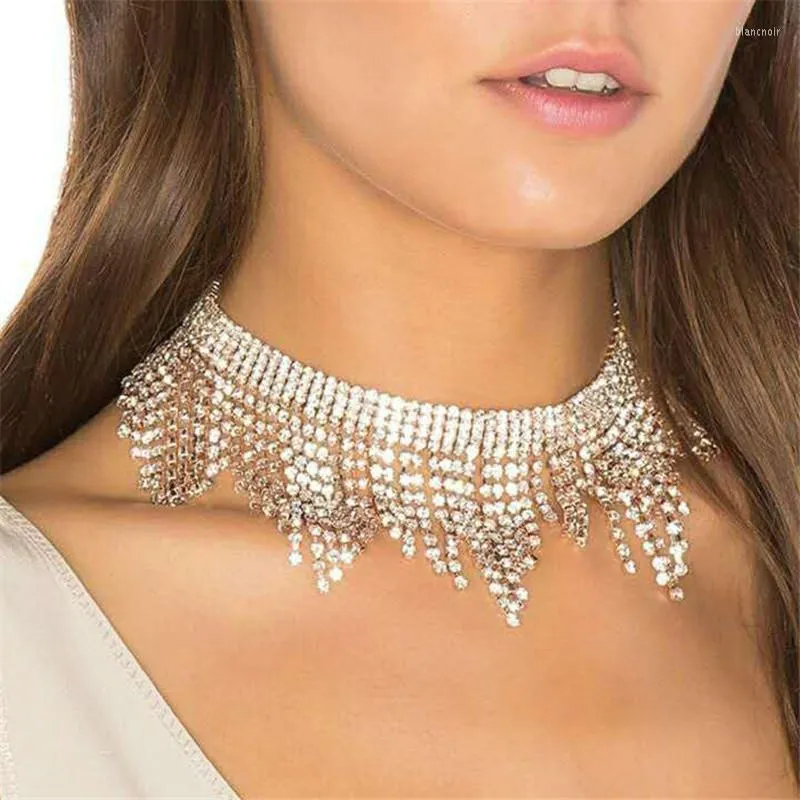 Choker Vintage Statement Crystal Shiny Collana Geometria etnica Gioielli di moda per le donne Collare tatuaggio fatto a mano Maxi