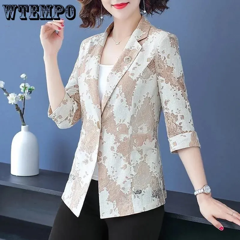 Costumes pour femmes Blazers Blazer femmes mode dentelle costumes veste femme Vintage à manches longues vêtements de dessus pour femmes Chic hauts Drop 230310