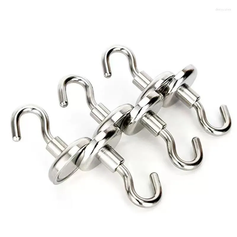 Hooks 8st Strong Neodymium Magnetic Hook Sucker Metal 12 kg 5 Pounds Diameter 20mm magneter Snabbhylla ring för hemkök