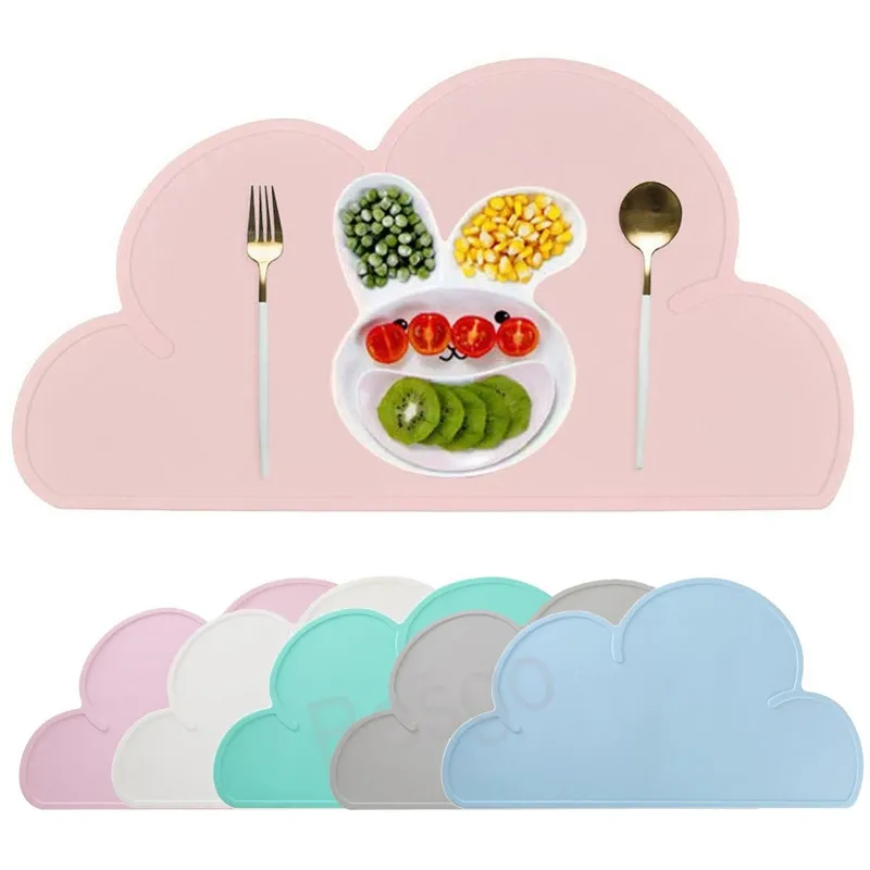 Baby Kids Cloud Plate Plate Food Alimento de alimentos de silicone à prova d'água Tapete de mesa de mesa de cozinha de cozinha de cozinha Praves de talheres de talheres BH8424 TQQ TQQ