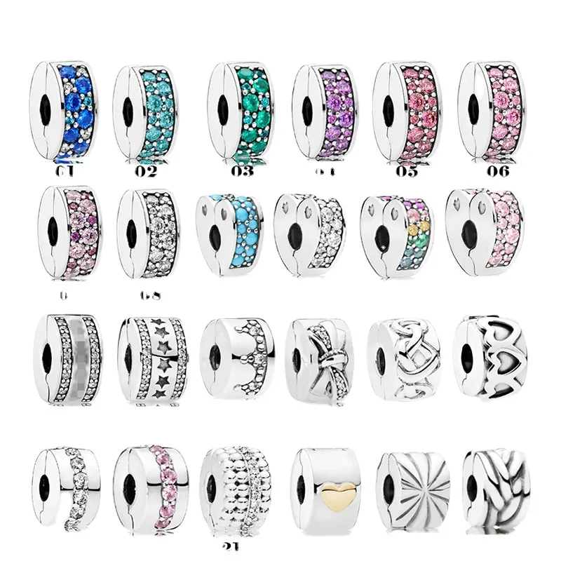 925 libras Silver New Fashion Charm para Pandora 2023 Love Color Love Contínuo Zircão Fuckle Fixle Beds DIY Acessórios