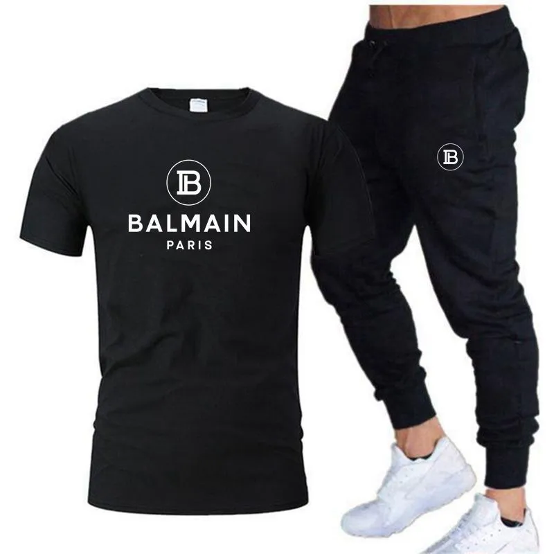 رجال المسارات ، رجال القطن بيع العلامة التجارية الصيفية tshirtpants بدلة الترفيه اللياقة البدنية الركض السراويل أزياء Hiphop Tshirt 230310