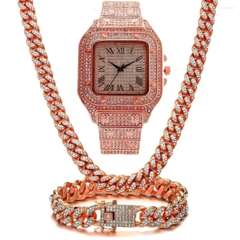 Chains Iced Out Chain Bling Miami Cuban Link Rhinestone Watch Necklaces Bracelet Women Men Charm Jewelry Hip Hop Choker_ipsvogv.com