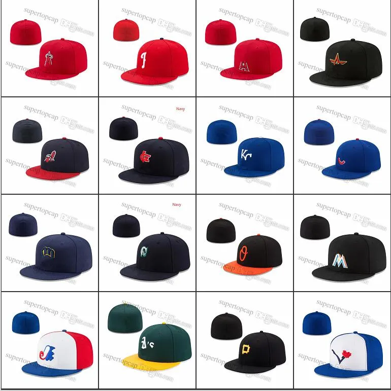 2023 Men's All Team Baseball Sport Team Hats Full Stängd designfans amerikanska sportmonterade mössor Storlek 7- Storlek 8 Mix Färger