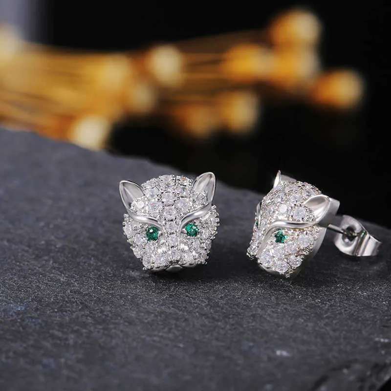 Earing Cao Shis nya stil personlighet mångsidig diamant zirkon leopardhuvud kvinnors temperament gata klapp örhängen