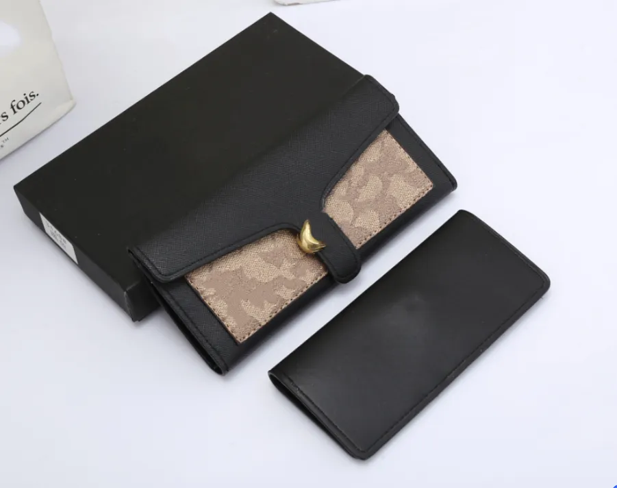 High-End Design Leather Multicolor Coin Purse Long Wallet Card Holder Classic dragkedja ficka