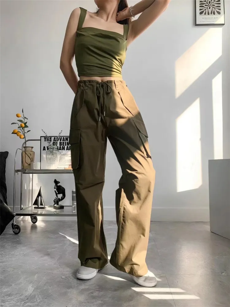 Women's Pants Capris GOPLUS Loose Pants Women Baggy Black Green Pants Wide Leg High Waist Trousers Hosen Damen Pantalon Taille Haute Pour Femme 230310