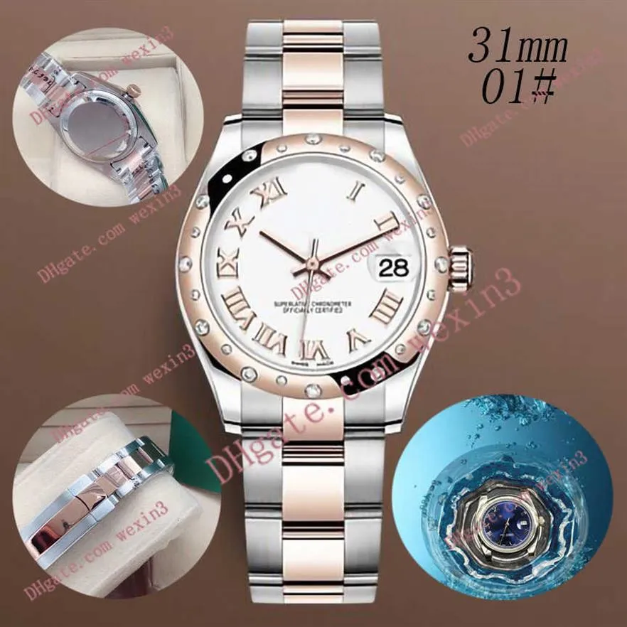 Montre de luxe pour femme en acier inoxydable de haute précision bracelet de mouvement de machine automatique montres étanches L'alphabet romain de 31 mm268b