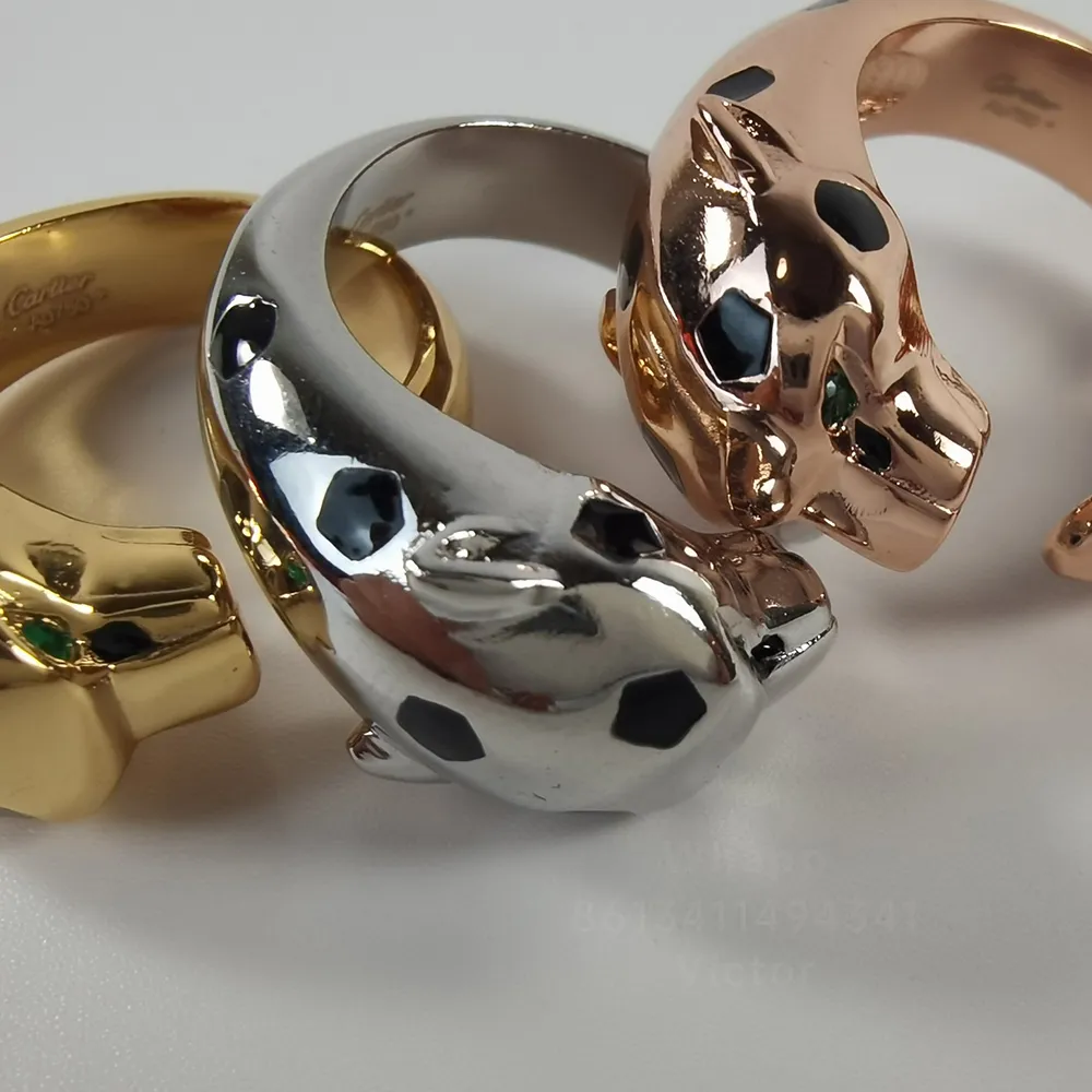 Panthere -Ring für Frauen Designer Paar Gold plattiert 18k Schiebendosen Öffnung T0p Qualität höchster Counterqualität Klassisches Stil Exquisite Geschenk 002