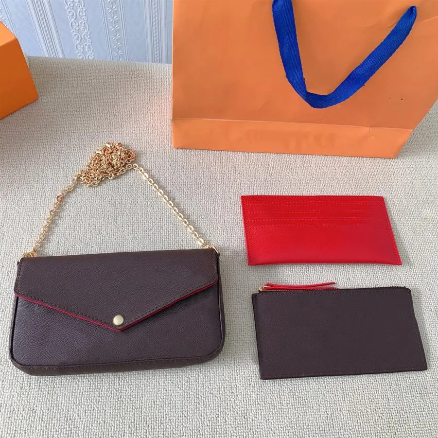 Ny 3-delad set Luxurys handväskor kedja axelväska designers kvinnliga handväska och handväska dåvarande stil crossbody väskor290i