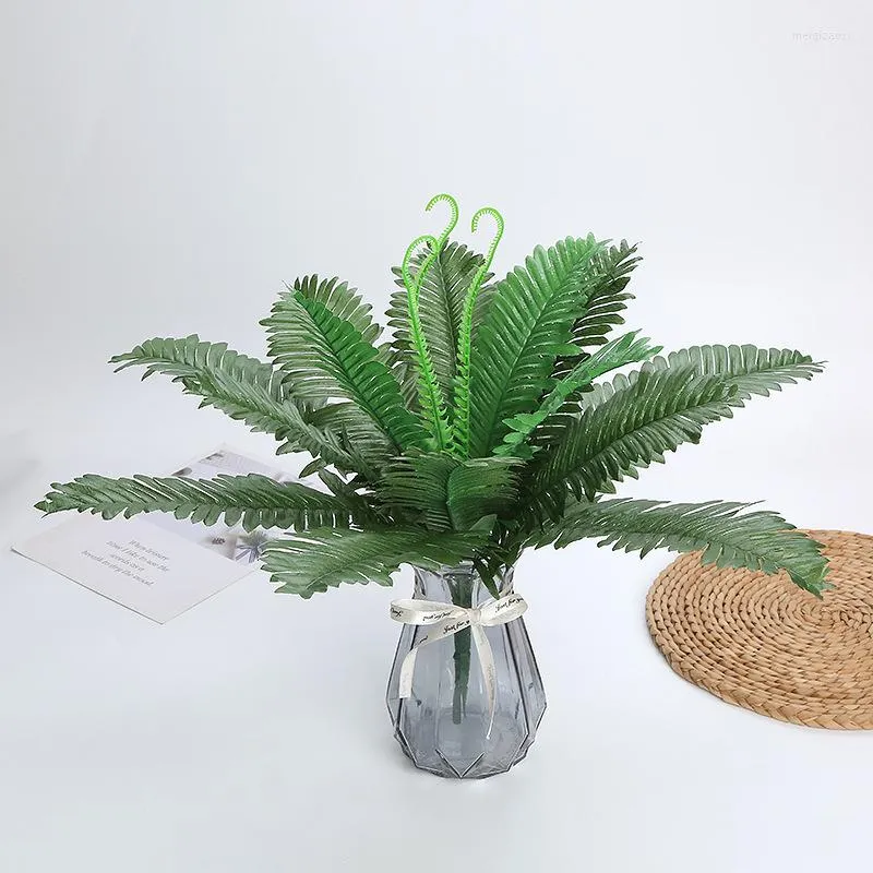 Decorative Flowers Artificial Fern Bundle Plastic Silk Green Plant Pseudopersia Leaf Simi Cycas Used For Family Wedding Decoration