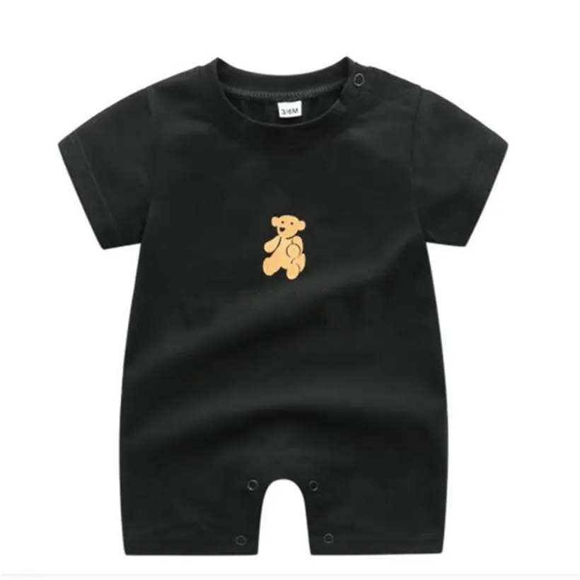 Tecknad bokstav baby romper designer onesies bomull nyfödda spädbarn flickor pojkar jumpsuits småbarn barn rompers kläder set 2 färger