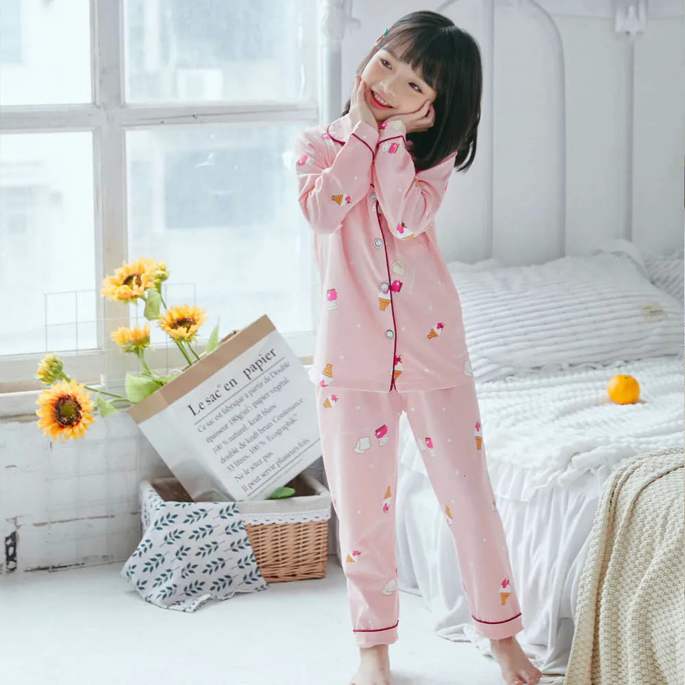 Pijama Kids Pijamaları Kızlar İçin Pijamalar 2 ila 3 4 5 6 7 8 9 10 11 12 Yıl Pamuk Bahar Sonbahar Bebek yürümeye başlayan kız Placeswear Set Çocuklar Pijamas 230310