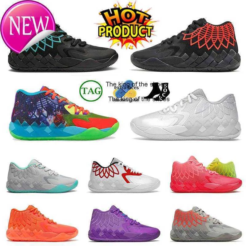 2023lamelo Shoes OGTOPファッションラメロボールMB.01バスケットボールシューズメンズリックとモーティブラックブラストバズシティビークイーンシティホワイトシルバーラメロシューズ