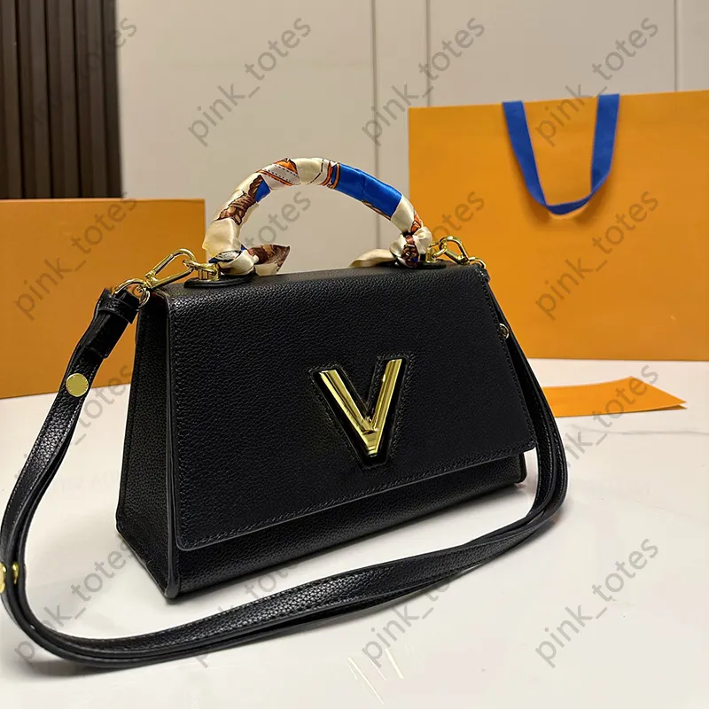 2023 Bolsa de designer para mulheres Bolsas de ombro de luxo Gold Twist v Letters Bolsa Bolsa feminina Bolsa Carteira Cruz Cross Pochette com caixa