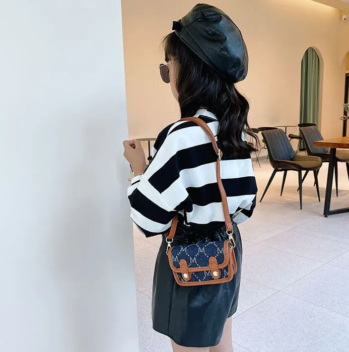 children print handbag 2023 boys and girls messenger bag single shoulder cross-body small span bag square bags