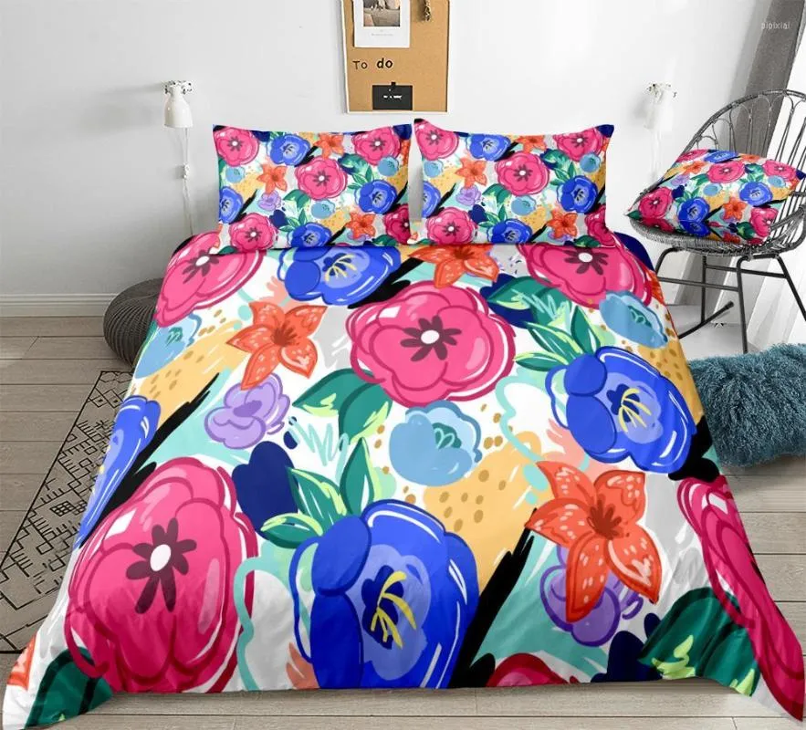 Set di biancheria da letto Set di fiori Copripiumino floreale Ragazze Donne Biancheria da letto Bambini Adolescenti Tessili per la casa Biancheria da letto in microfibra retrò