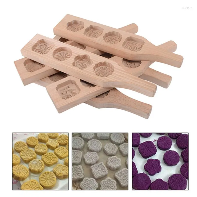 Moules de cuisson moule à pâtisserie en bois moule à gâteau de lune outil pour faire des décors de chocolat de Fondant de peau de glace de haricot mungo