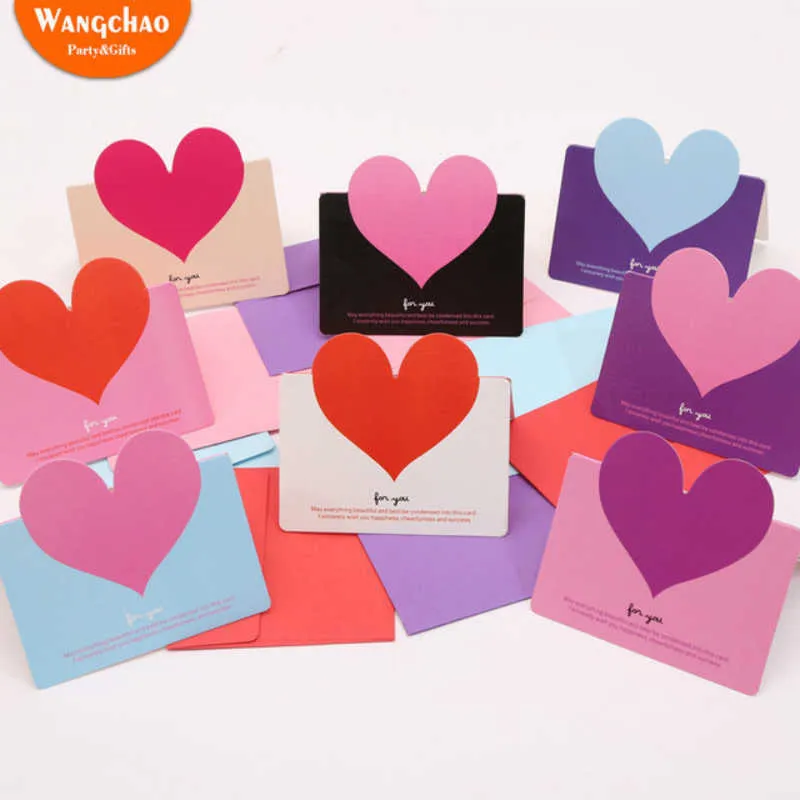 Gift Cards 10pcsbag Mixed Color LOVE Heart Shape Greeting Card Valentines Day Gift Card Wedding Invitations Card Romantic Thank You Cards Z0310