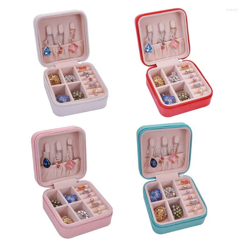 Jewelry Pouches PU Imitation Leather Box Charm Lady Ring Necklaces Storage Display Case