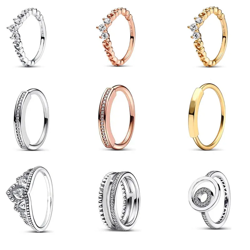 925 sterling zilveren Pandora ring is de originele kroon hart vork verloving bruiloft Vortex kroon ringen sieraden voor dames