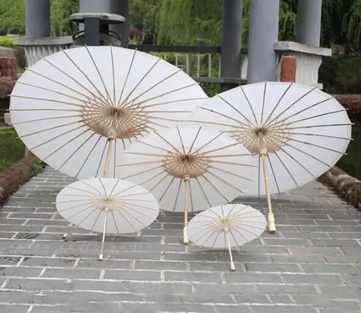 Großhandel Brauthochzeit Parasole weiße Papier Regenschirm Chinesische Mini -CCRAFT 4 Durchmesser 20 30 40 60 cm Regenschirme