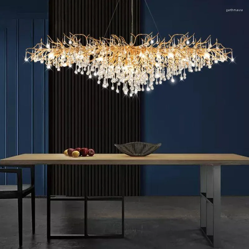 Lustres salle à manger lampe français principal cristal goutte d'eau branches vivant luxe Villa lustre