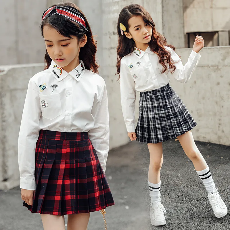 Röcke Kinder Vintage Faltenrock für Mädchen Plaid Baumwolle S Schulkleidung Frühling Herbst Teenager Kinder Kleidung 314Y 230310