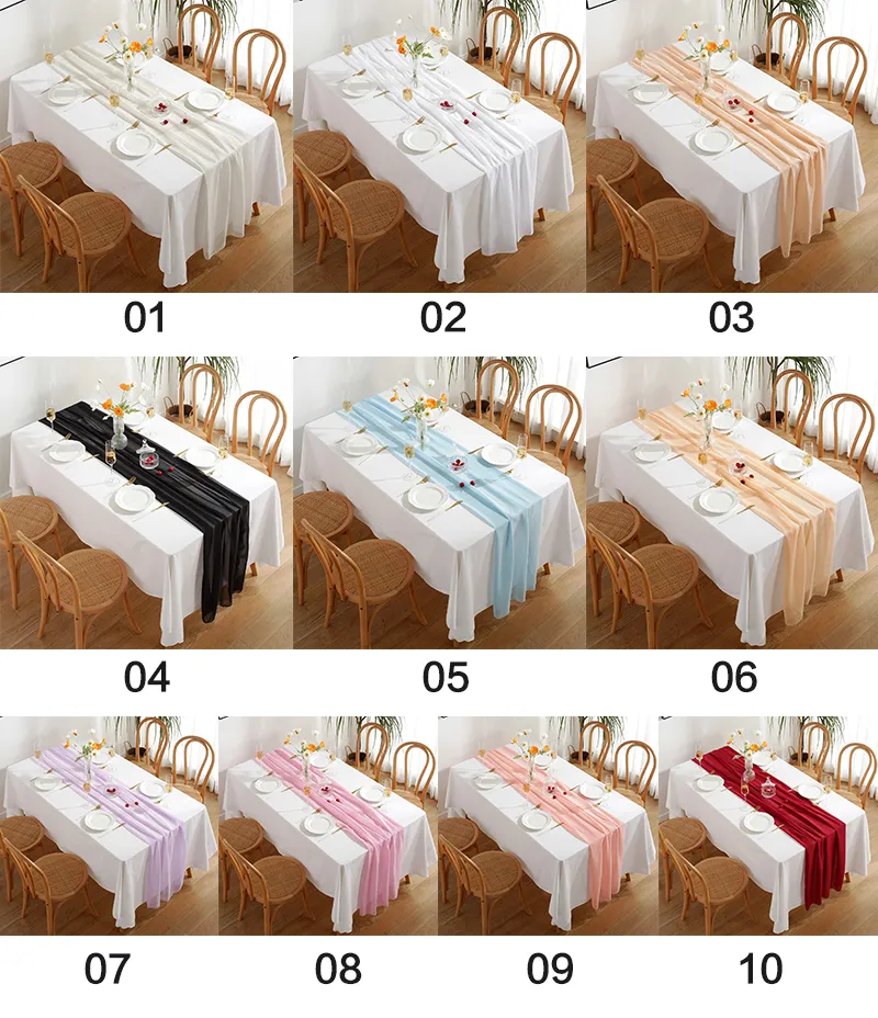 Sheer Chiffon come Table Runner per Weedding Rustic Boho Party Bridal Shower Decorations Birthday Party 70x300cm
