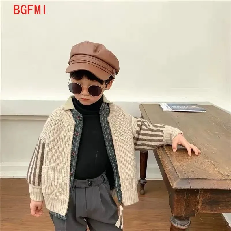 Cardigan 211y Baby Boy Casual Sweaters Jackets Sticked Kids Coats Fashion Children Ytterkläder Spring Fall Tjock tröja Rocken 230310