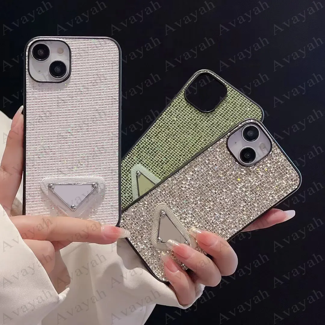 Fashion Triangle Bling Paillette Phone Cases for iPhone 14 14pro 13 13pro 12 12pro 11 Pro Max Fashion Back Decoration Shell Case iPhone14 Cover