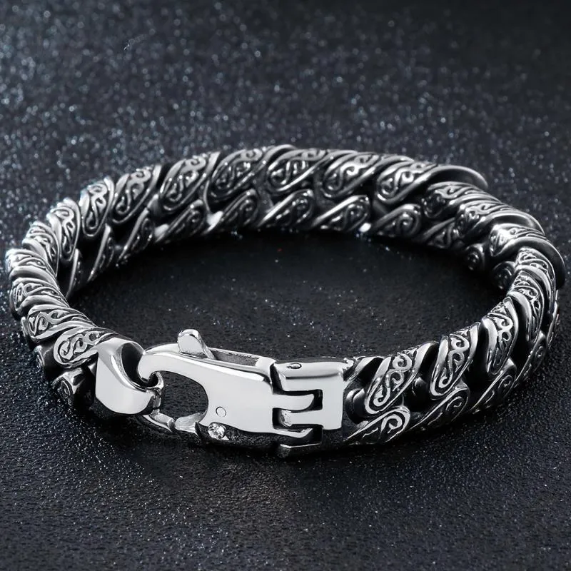 Link Bracelets Chain Massive Heavy Stainless Steel Bracelet For Men Men's Metal Bangles Armband Hand Jewelry Gifts BoyfriendLinkLink