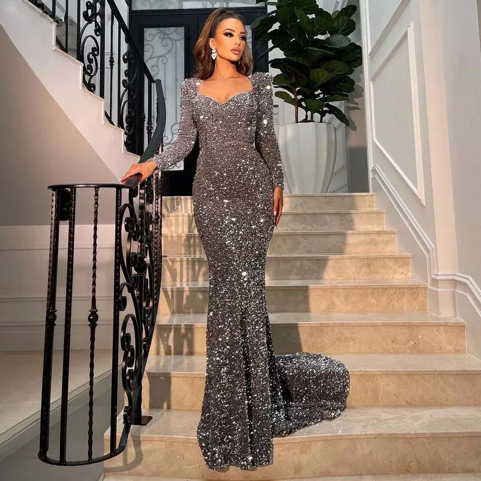 Sequin maxi long sleeve dress best sale