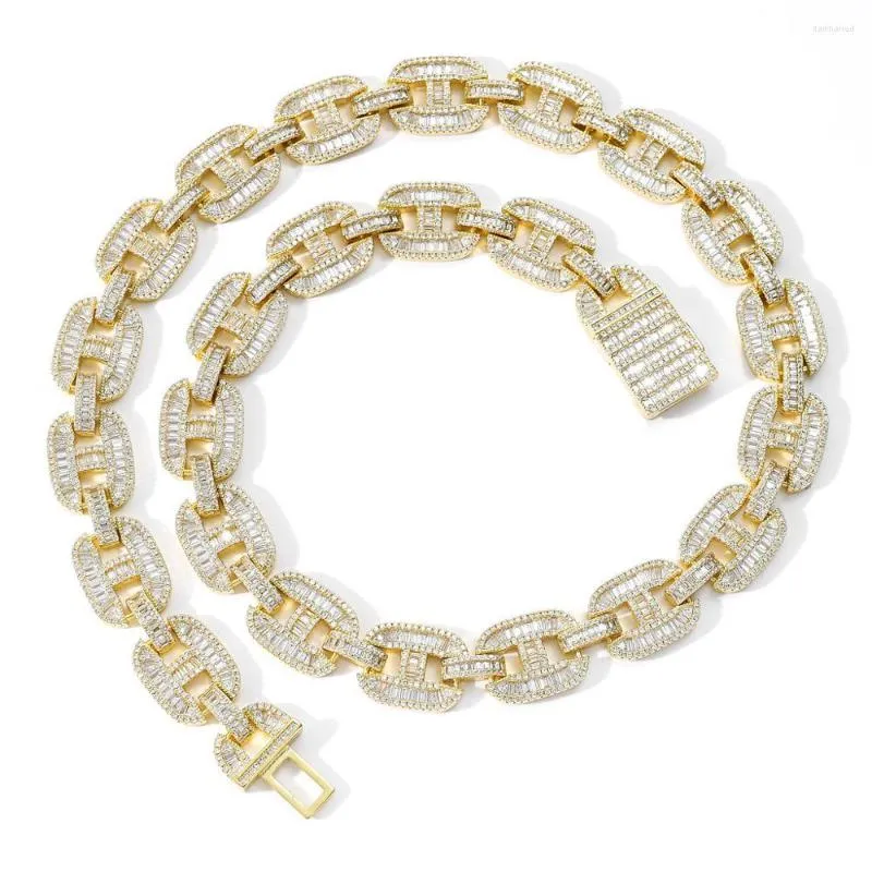 Kettingen Miami 16mm Big Box Clasp Cuban Link Chain 2 Colors Iced Out Baguette Zirkon ketting Mens Hip Hop sieraden