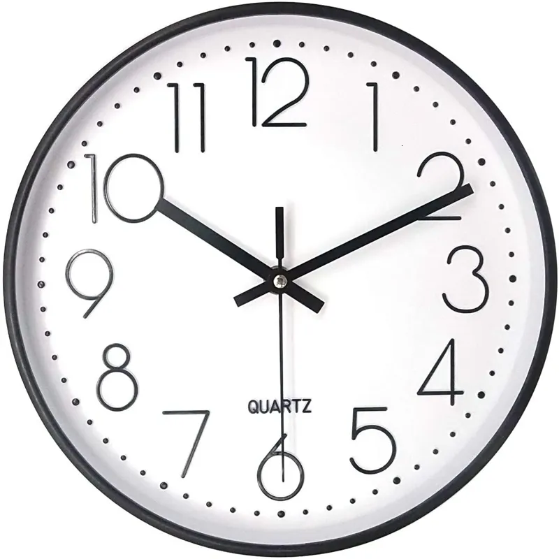 Relógios de parede 10 polegadas silenciosas que não tocam o relógio de parede Bateria operada decorativa para a escola de cozinha sala de estar em casa quarto 230310